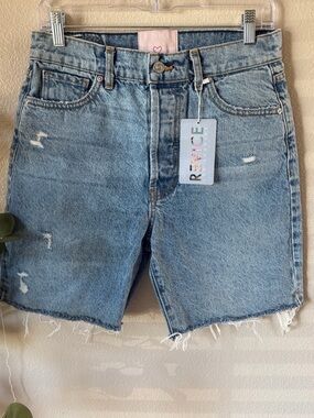 REVICE Light Wash Distressed Denim Jean Shorts
